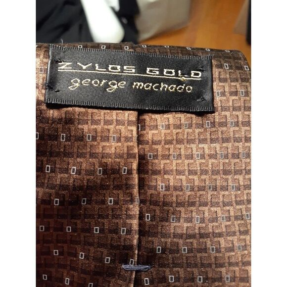 Zylos gold George Machado 100% silk tie - Picture 3 of 3